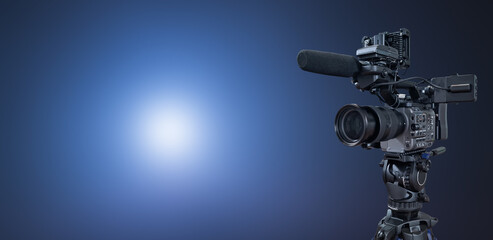 movie camera filming banner with copy space