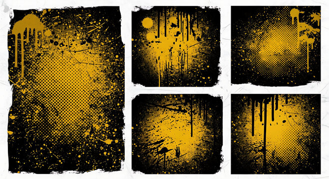 Abstract Graffiti Design: A collection of dynamic abstract backgrounds with a grunge aesthetic, featuring bold splatters, splashes, and distressed textures, perfect for adding a touch of urban flair.