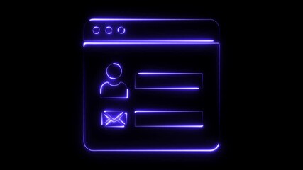 Neon login interface user profile email icon glowing abstract digital technology concept dark background animated - Powered by Adobe