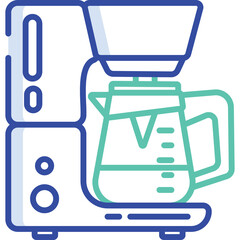 Modern Blue And Green Drip Coffee Maker With Transparent Background Isolated Vector Illustration
