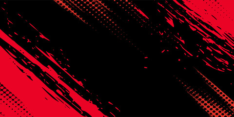 Black and red abstract grunge background with halftone style.