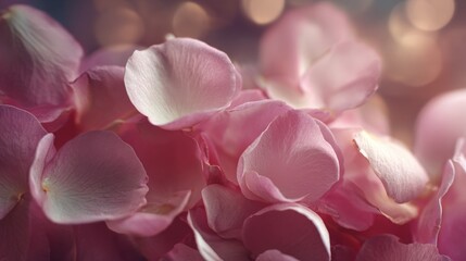 Fototapeta premium Abstract pink rose petals close-up background with dreamy soft focus