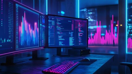 Digital trading workstation displaying financial data and code - Powered by Adobe