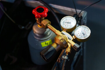 CO2 equipment stored on the backstage for creating stage effects and special effects during live concerts and performances