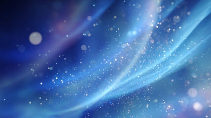 Cosmic Blue Aurora with Glowing Orbs and Flowing Light Streams