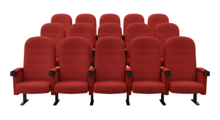 Inviting red theater seats ready for the show, promising entertainment and immersive experiences, perfect for film, movies, or performance events