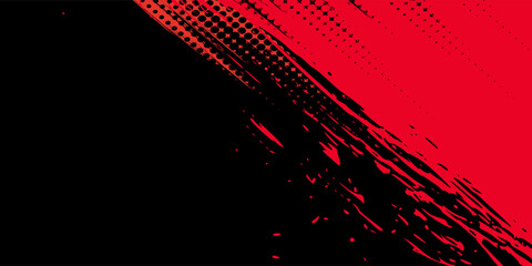Black and red abstract grunge background with halftone style.