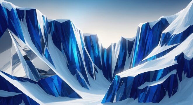 Majestic azure glaciers amidst snow-capped mountain peaks creating a crystalline wonderland - Powered by Adobe