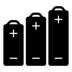 Batteries solid icon, technology concept. Vector graphics. Battery, accumulator sign on white background, style icon mobile or web design.