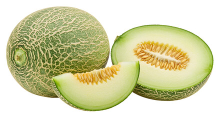 Fresh cantaloupe melon, sliced and whole, inviting summer refreshment for healthy eating, perfect for vibrant fruit salads and nutritious desserts