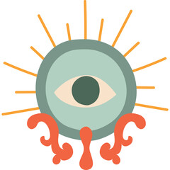 Mystical Eye Symbol With Sunburst And Decorative Ornate Elements In Soft Pastel Colors Against A Transparent Background