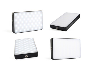 Modern LED lamp isolated on white, set