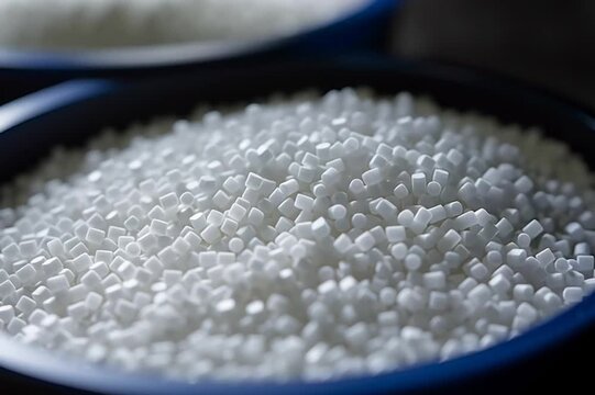 H&auml;nde sch&ouml;pfen wei&szlig;es Kunststoffgranulat