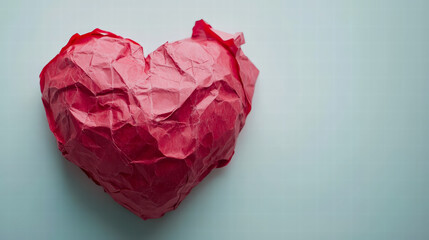 Crumpled paper heart symbolizing fragile love and emotional vulnerability