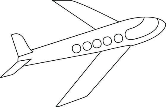 Fototapeta Coloring page with stylized abstract airplane on white background