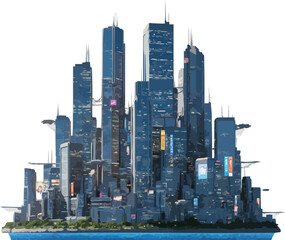 Futuristic cityscape with towering skyscrapers