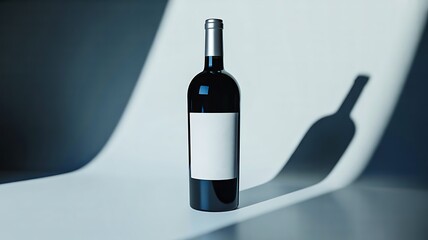 Elegant wine bottle with blank label for branding display
