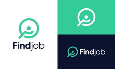 Find job logo design template. Hire people concept vector design with search symbol graphic icon
