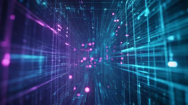 Digital data network lines creating vast cyberspace grid