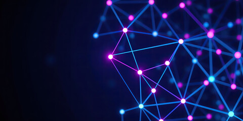 Dynamic connection network with glowing nodes creating a modern tech feel for innovative solutions and global connectivity