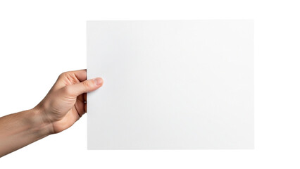 Obraz premium Male hand holding white sheet of paper isolated