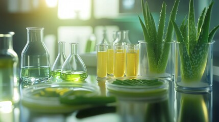Research team examining aloe vera samples