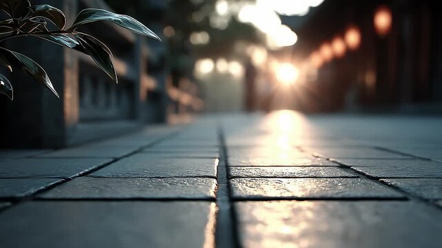 The artistic and beautiful street of Tang Dynasty under the sunset