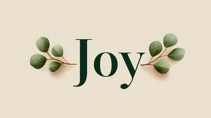 Spread joy with nature's touch!  The word 'Joy' gracefully adorned with eucalyptus sprigs, a reminder of simple happiness and natural beauty.