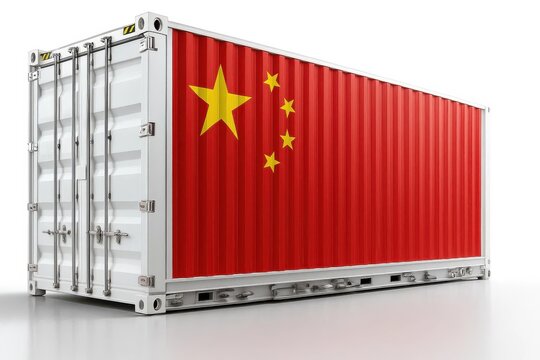 Shipping container with Chinese flag – trade, export, and global logistics - Powered by Adobe