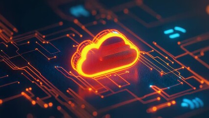 Cloud data computing connecting digital circuit board network - Powered by Adobe