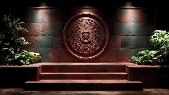Tang Dynasty Style Stage Background Textured Brick Wall Carving