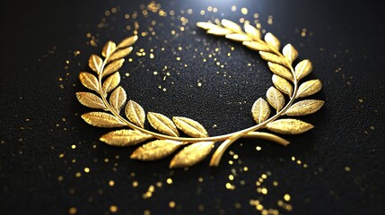 Golden laurel wreath symbolizing honor and achievement, encircling a glowing name inscription with detailed engraving and cinematic lighting