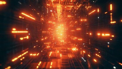 Digital data flowing inside an abstract futuristic tunnel