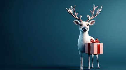 Whimsical Santa Reindeer and Christmas Presents