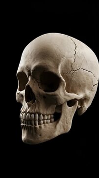 Cracked Human Skull Bone Texture Dark Background Cinematic Footage