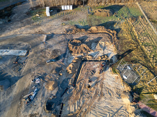 Aerial view of a construction site