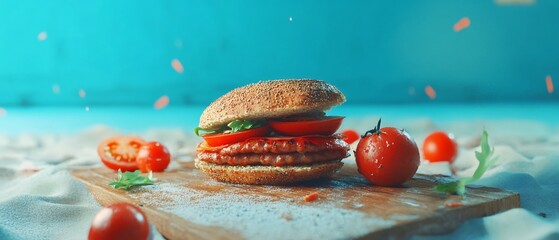 Delicious Sausage Sandwich with Fresh Tomatoes