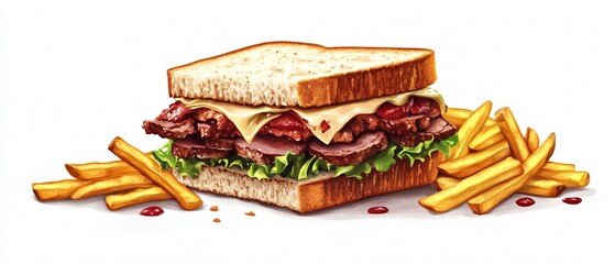 Deluxe Sandwich and Fries Platter Centered