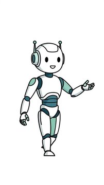 Cute Cartoon Robot Character Animated Footage White Background