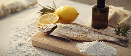 Savory dried fish and lemon slice