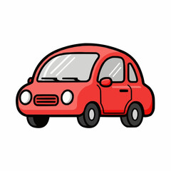 Red Compact Car Illustration Cartoon Vehicle Clipart for Kids' Designs, Transportation Projects, and Automotive-Themed Graphic Creations