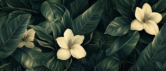 Exquisite Vintage Floral Palm Leaf Seamless Pattern