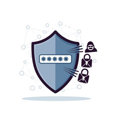 Cybersecurity Shield Protecting Password from Hacker Attack.