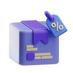 3D Illustration of Gift Box with Tag