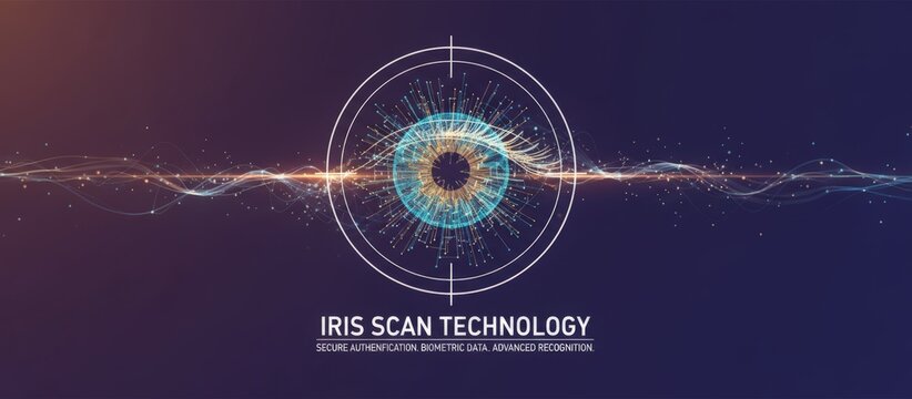 Digital iris scan depicting biometric authentication and secure access, futuristic eye recognition for identity verification, data protection and advanced security systems