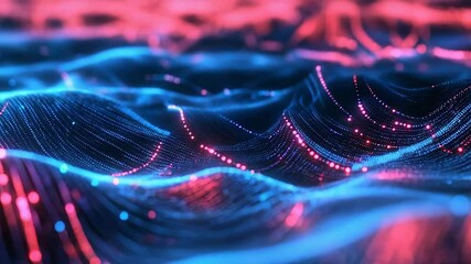 Digital particle waves representing data communication and network - Powered by Adobe
