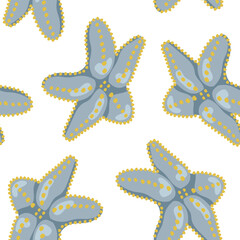 Vector seamless pattern with starfish. Great for fashion design, home decor and stationery.