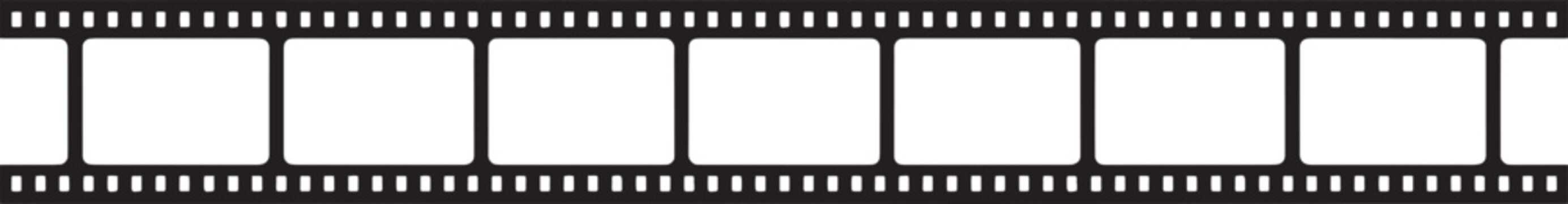 Blank photographic film strip banner background with perforation vector template isolated on checkerboard pattern