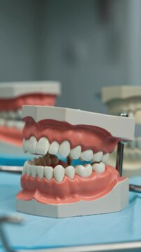 Dental Model Close Up Shot With Soft Lighting And Blue Background