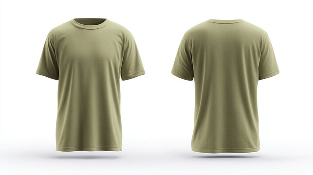 Front and back views of a plain, short-sleeve crewneck shirt, ideal for casual wear or customizable designs, shown on white backdrop.